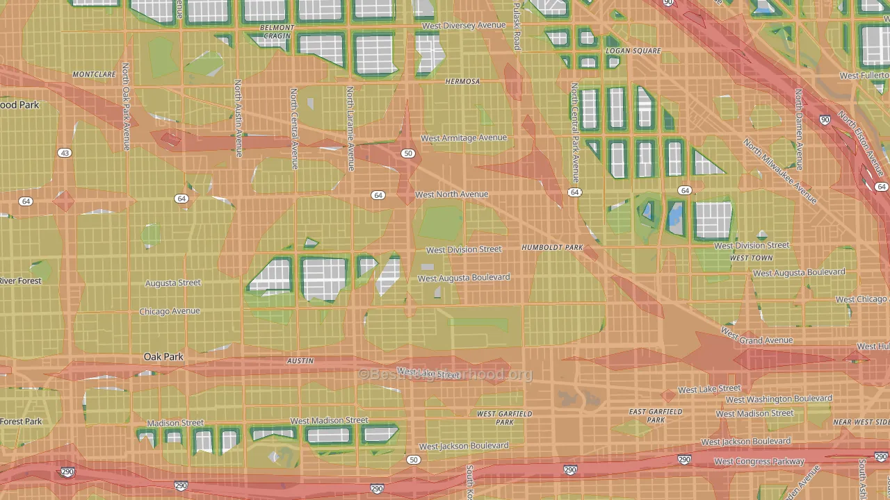 60651, IL Map of Noise Levels in 60651