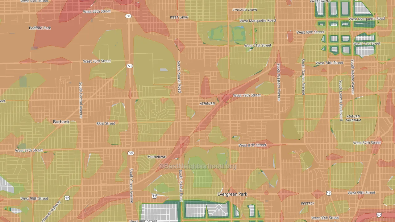 60652, IL Map of Noise Levels in 60652