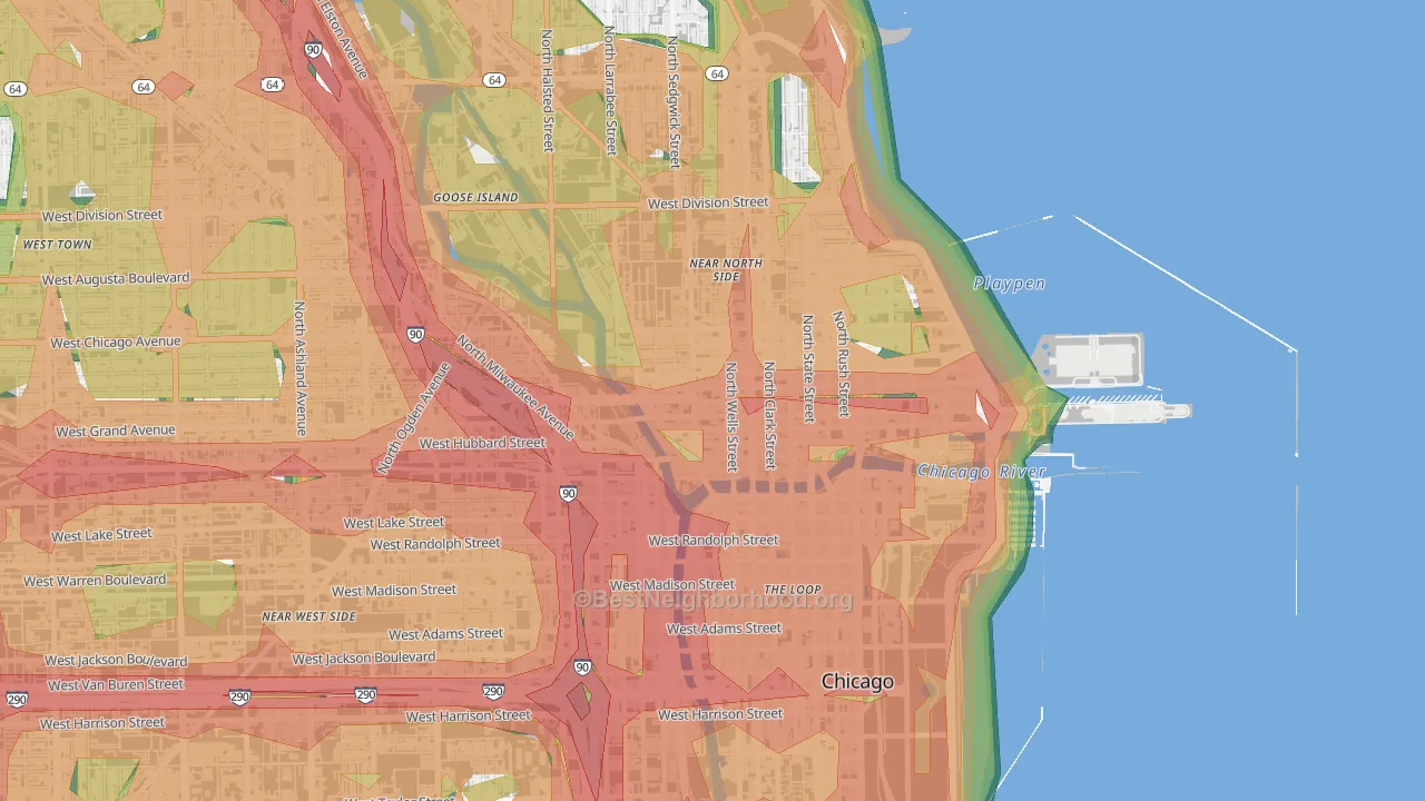 60654, IL Map of Noise Levels in 60654