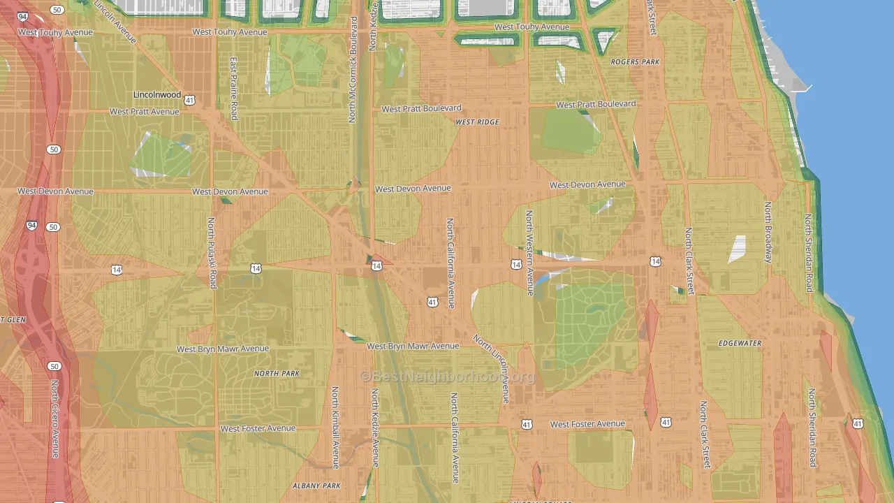 60659, IL Map of Noise Levels in 60659