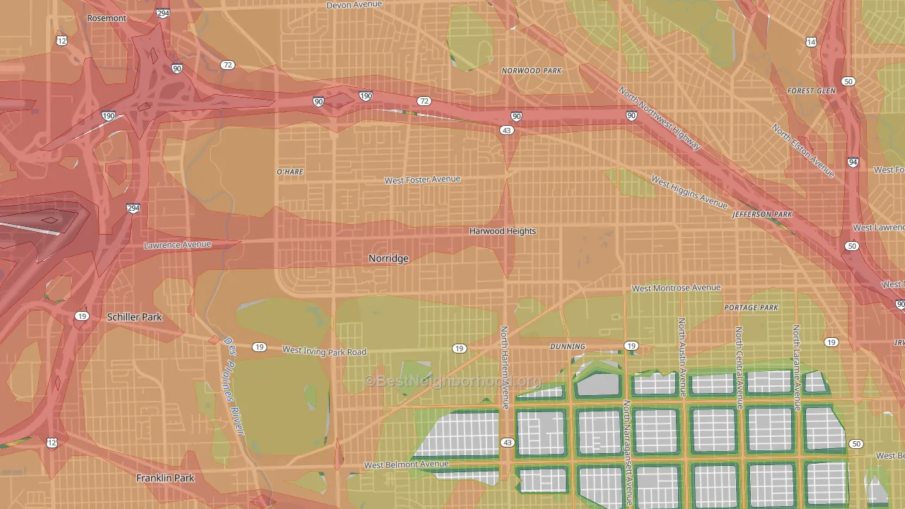 60706, IL Map of Noise Levels in 60706