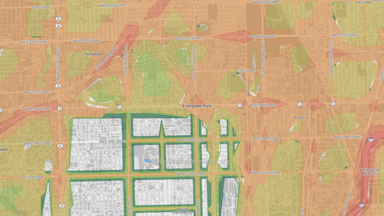 60805, IL Map of Noise Levels in 60805