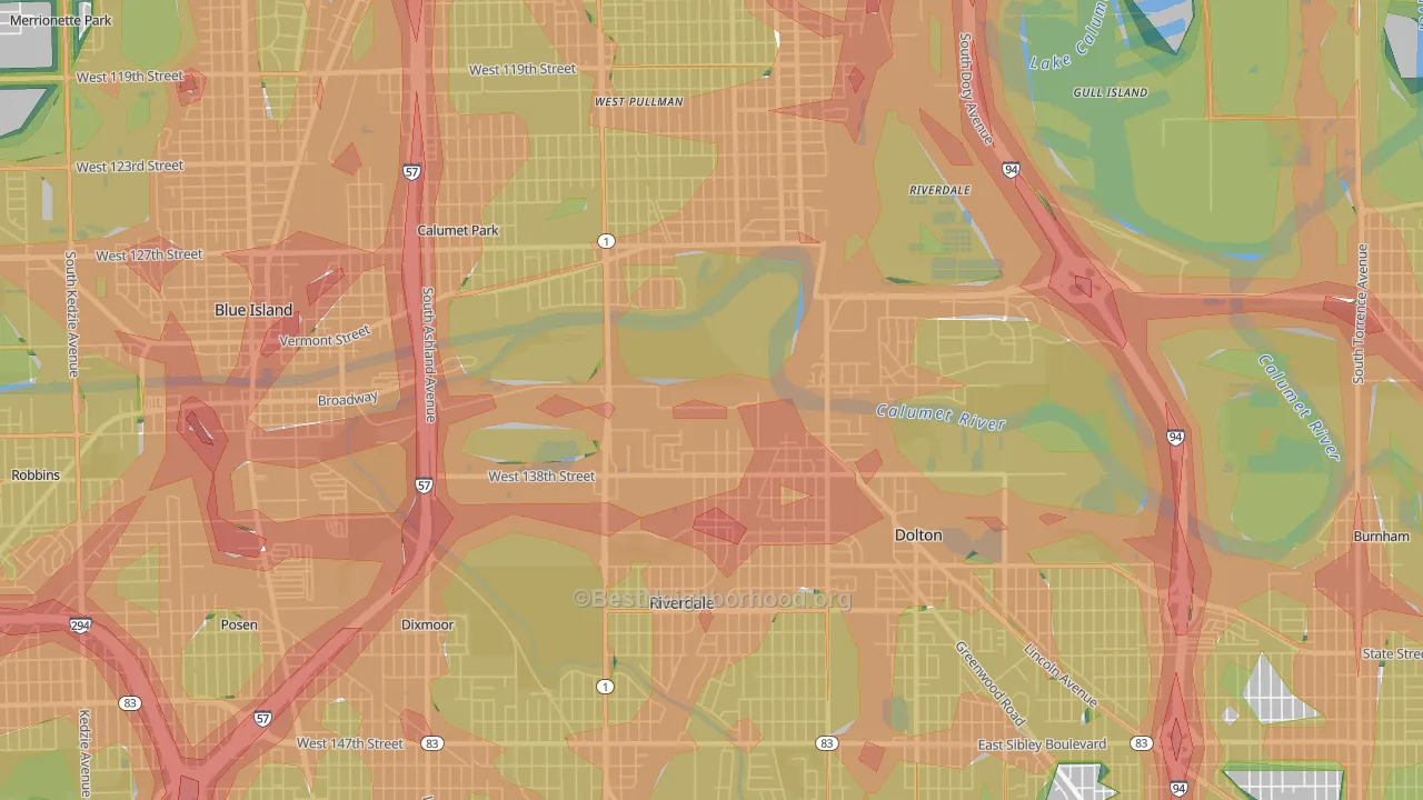 60827, IL Map of Noise Levels in 60827
