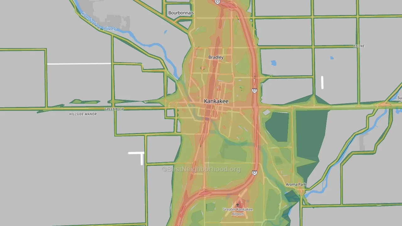 60901, IL Map of Noise Levels in 60901