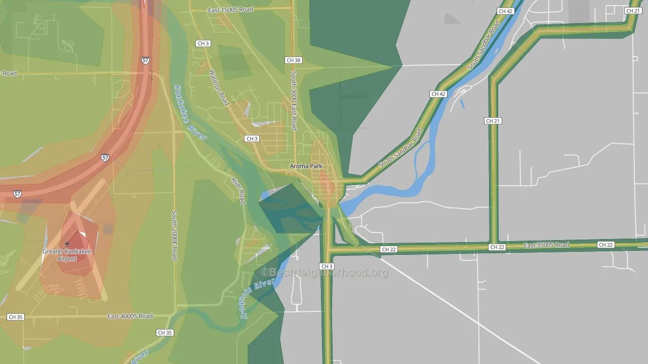 60910, IL Map of Noise Levels in 60910
