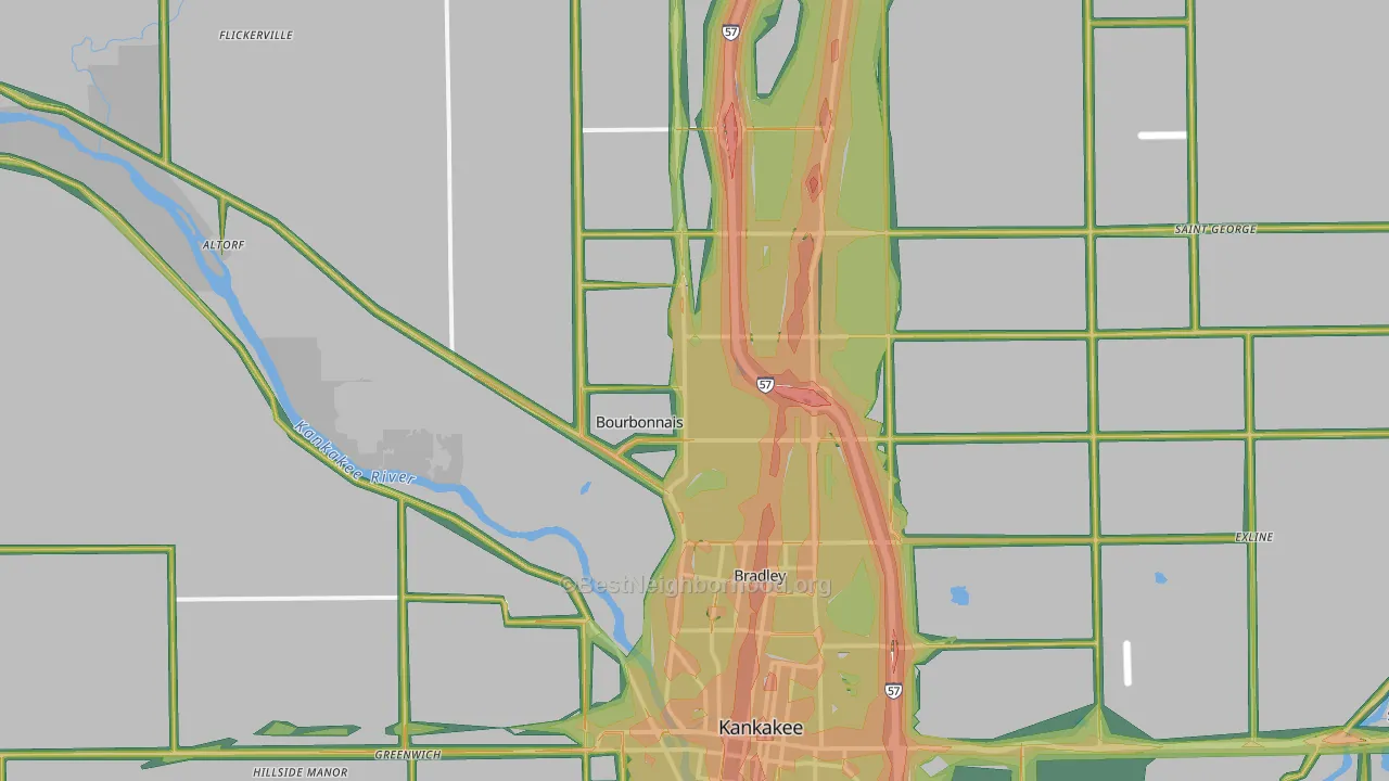 60914, IL Map of Noise Levels in 60914