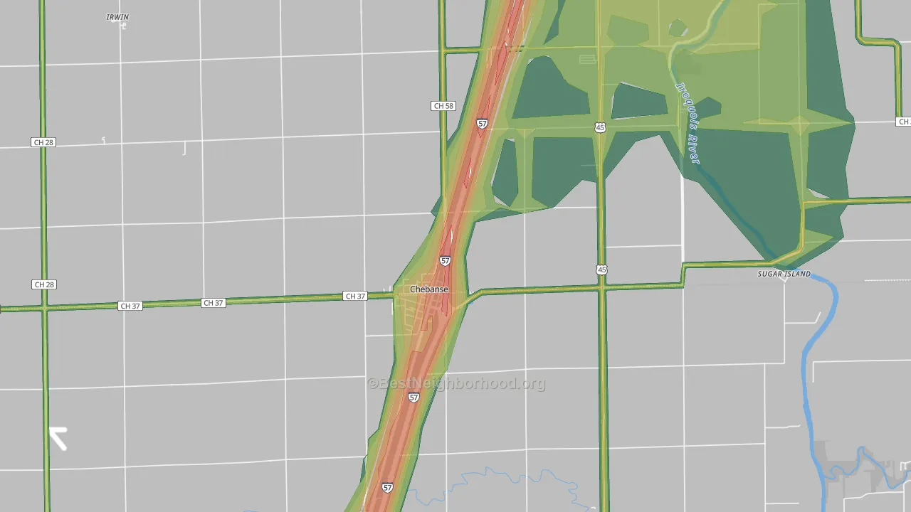 60922, IL Map of Noise Levels in 60922