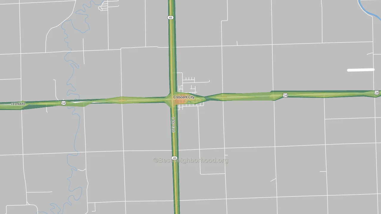 60928, IL Map of Noise Levels in 60928