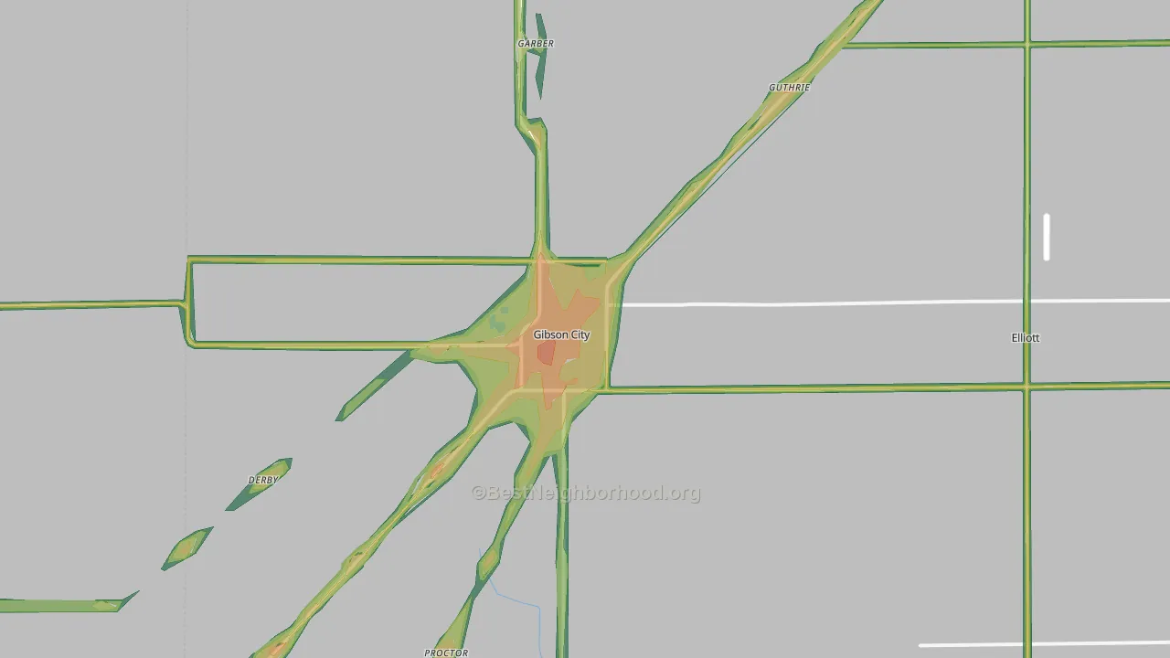 60936, IL Map of Noise Levels in 60936