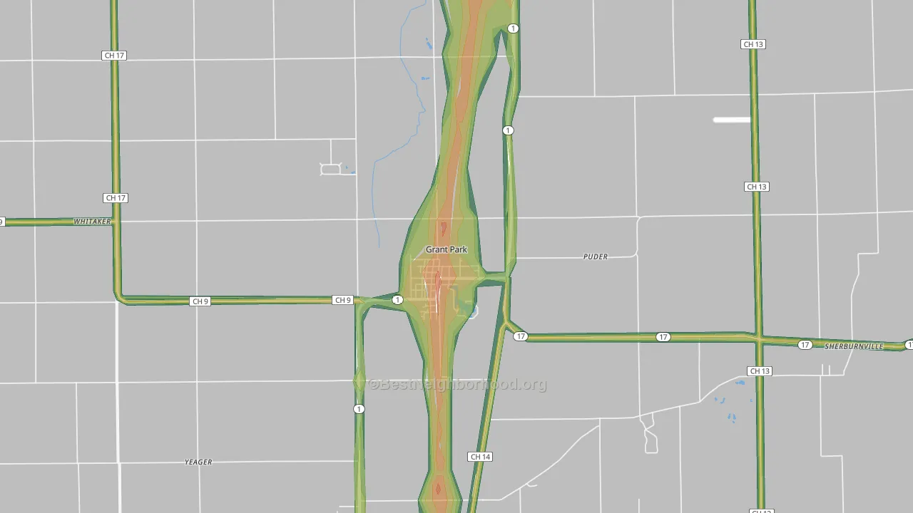 60940, IL Map of Noise Levels in 60940