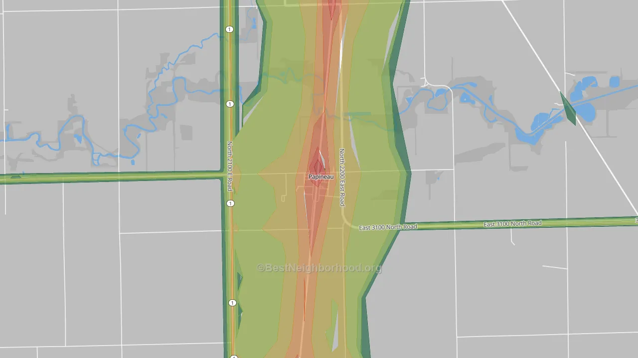 60956, IL Map of Noise Levels in 60956