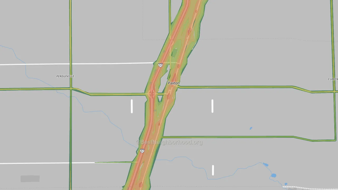 60957, IL Map of Noise Levels in 60957