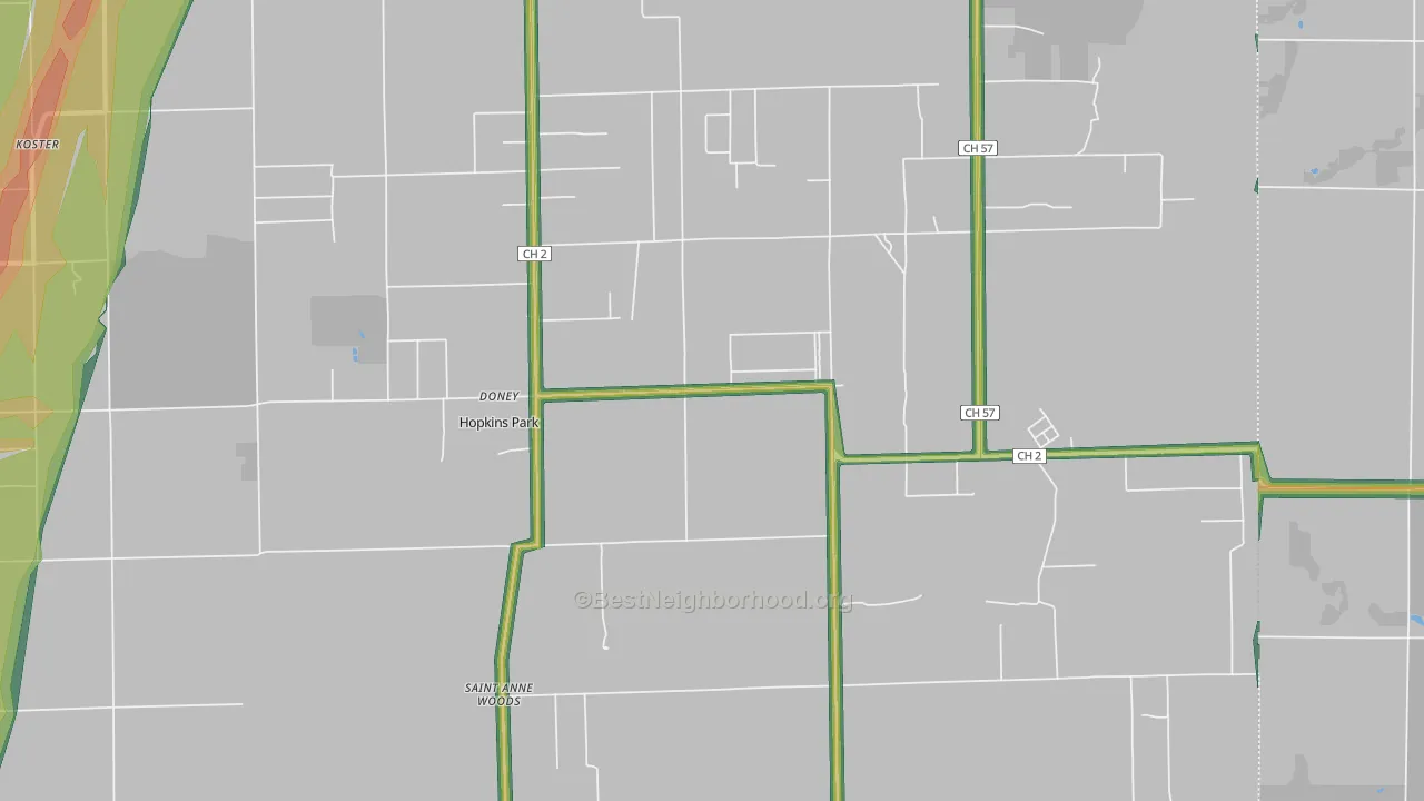 60958, IL Map of Noise Levels in 60958