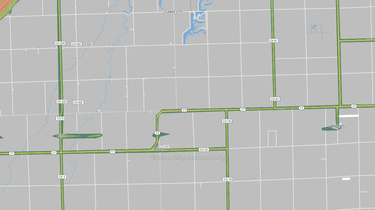 60961, IL Map of Noise Levels in 60961