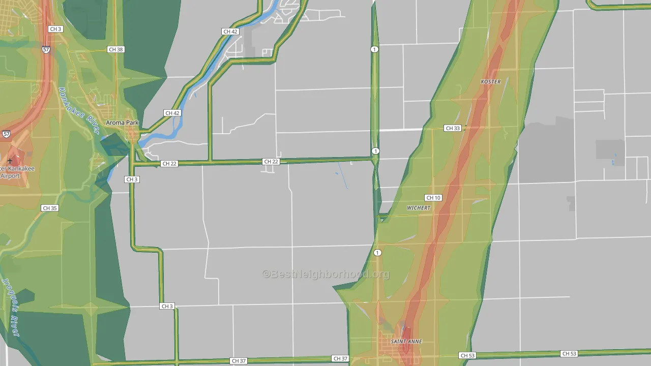 60964, IL Map of Noise Levels in 60964