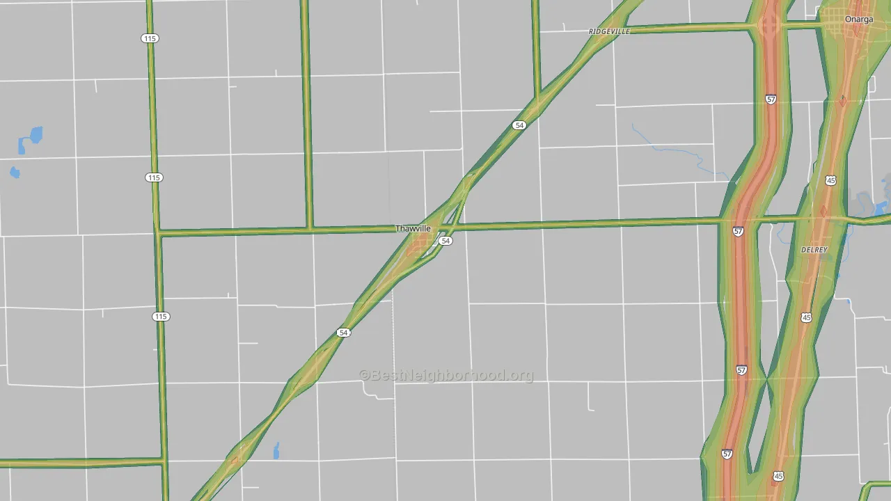 60968, IL Map of Noise Levels in 60968
