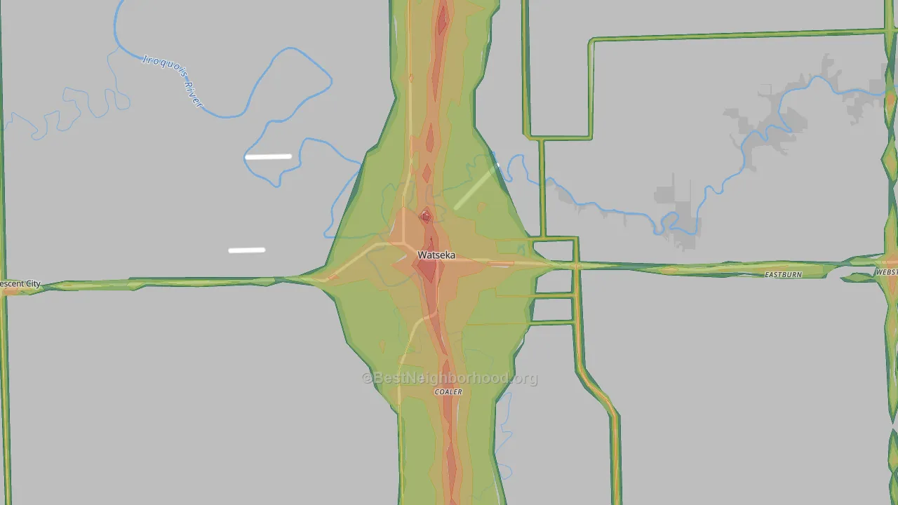 60970, IL Map of Noise Levels in 60970