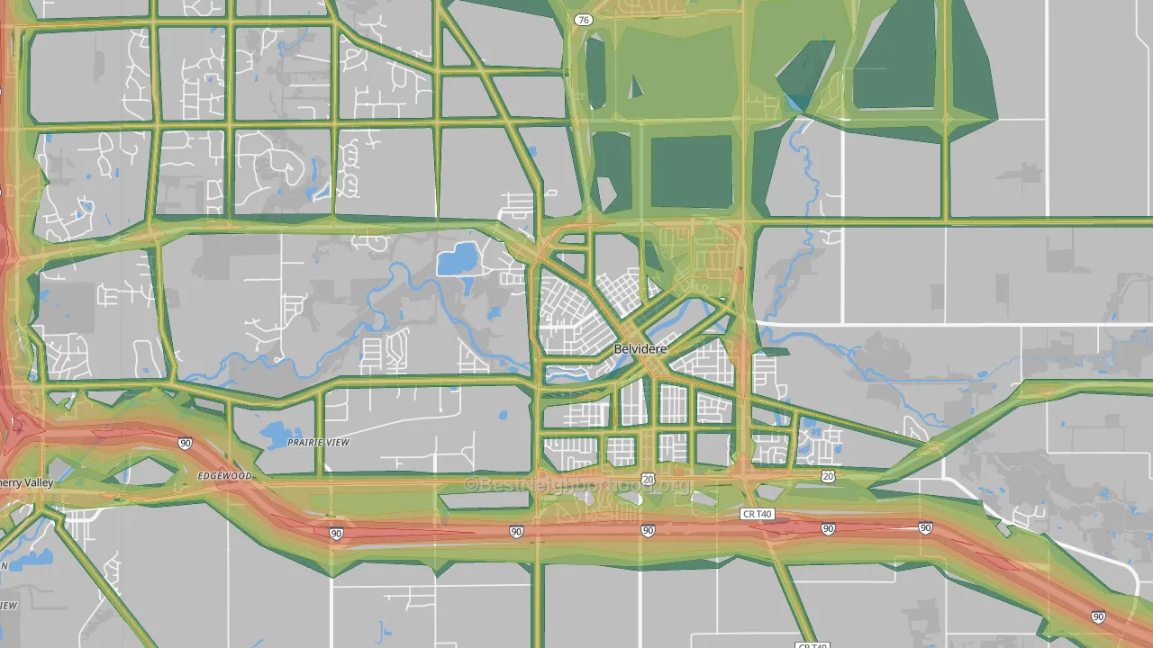 61008, IL Map of Noise Levels in 61008
