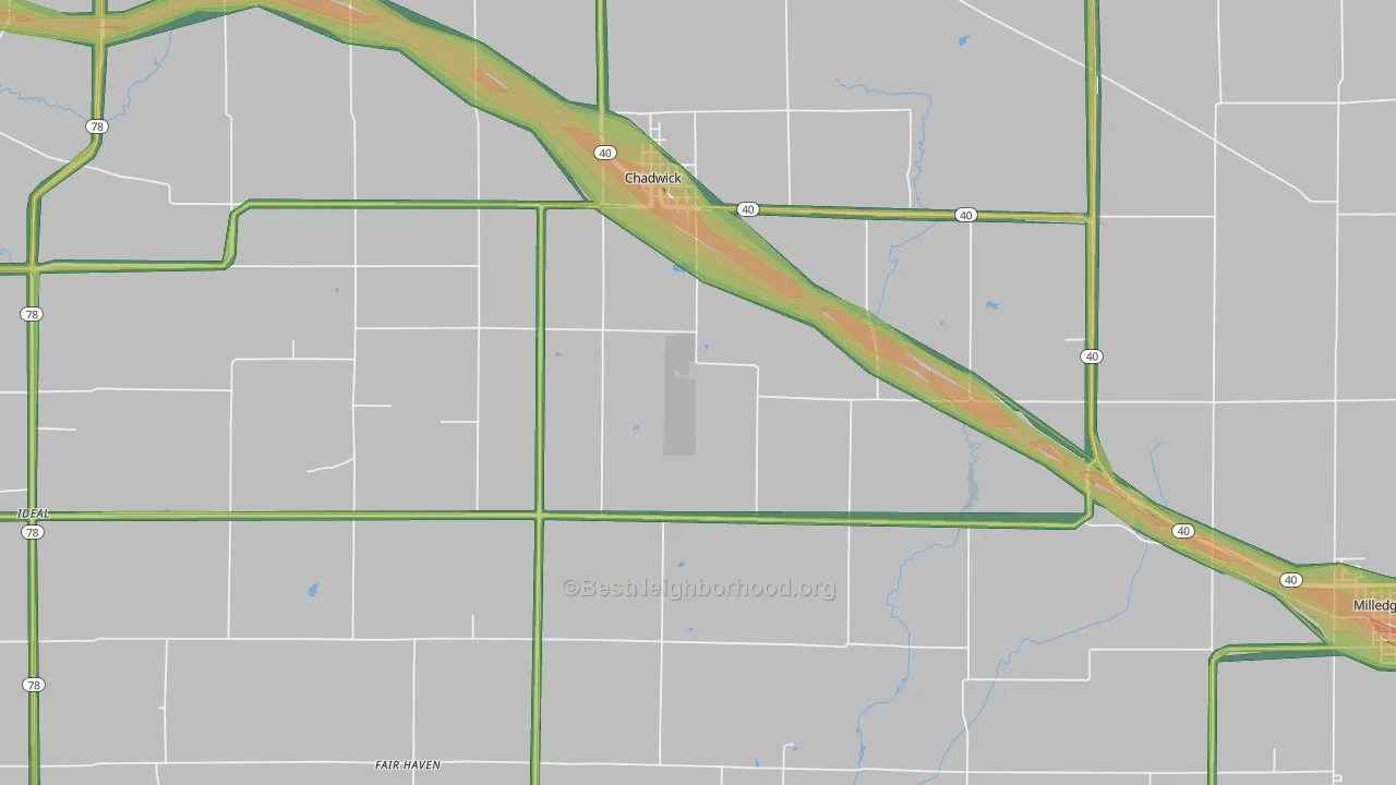 61014, IL Map of Noise Levels in 61014