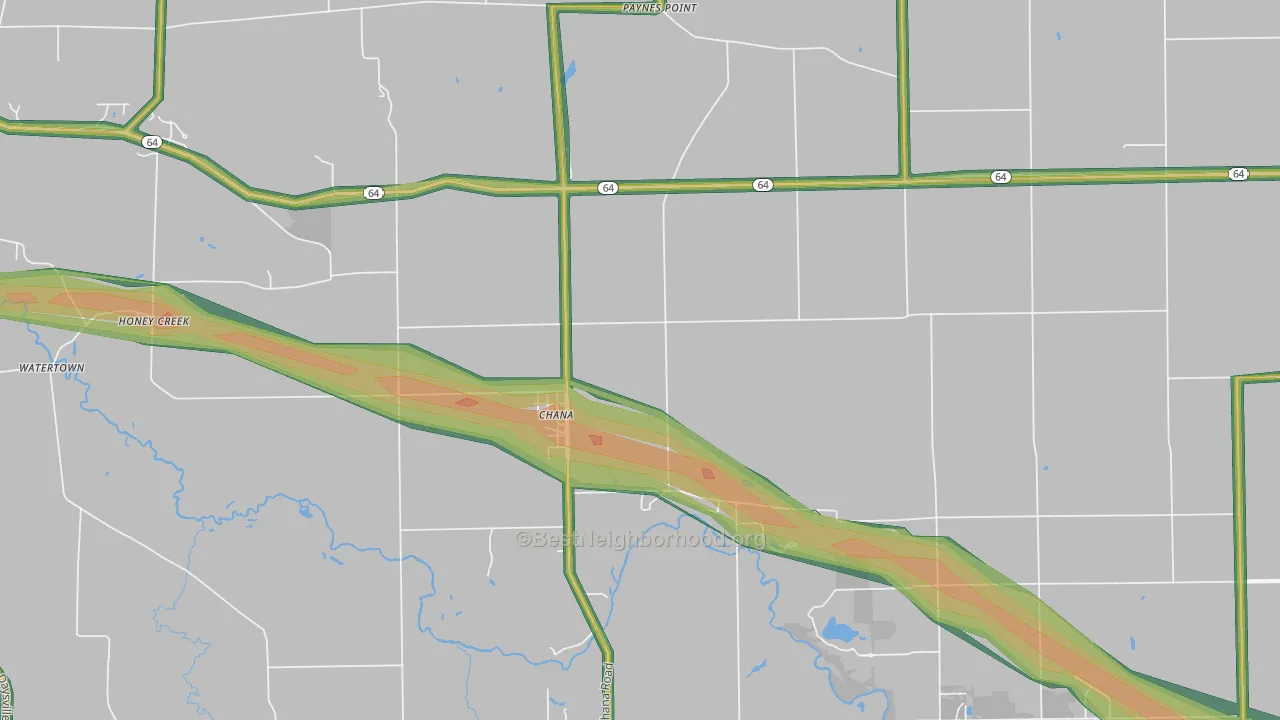 61015, IL Map of Noise Levels in 61015