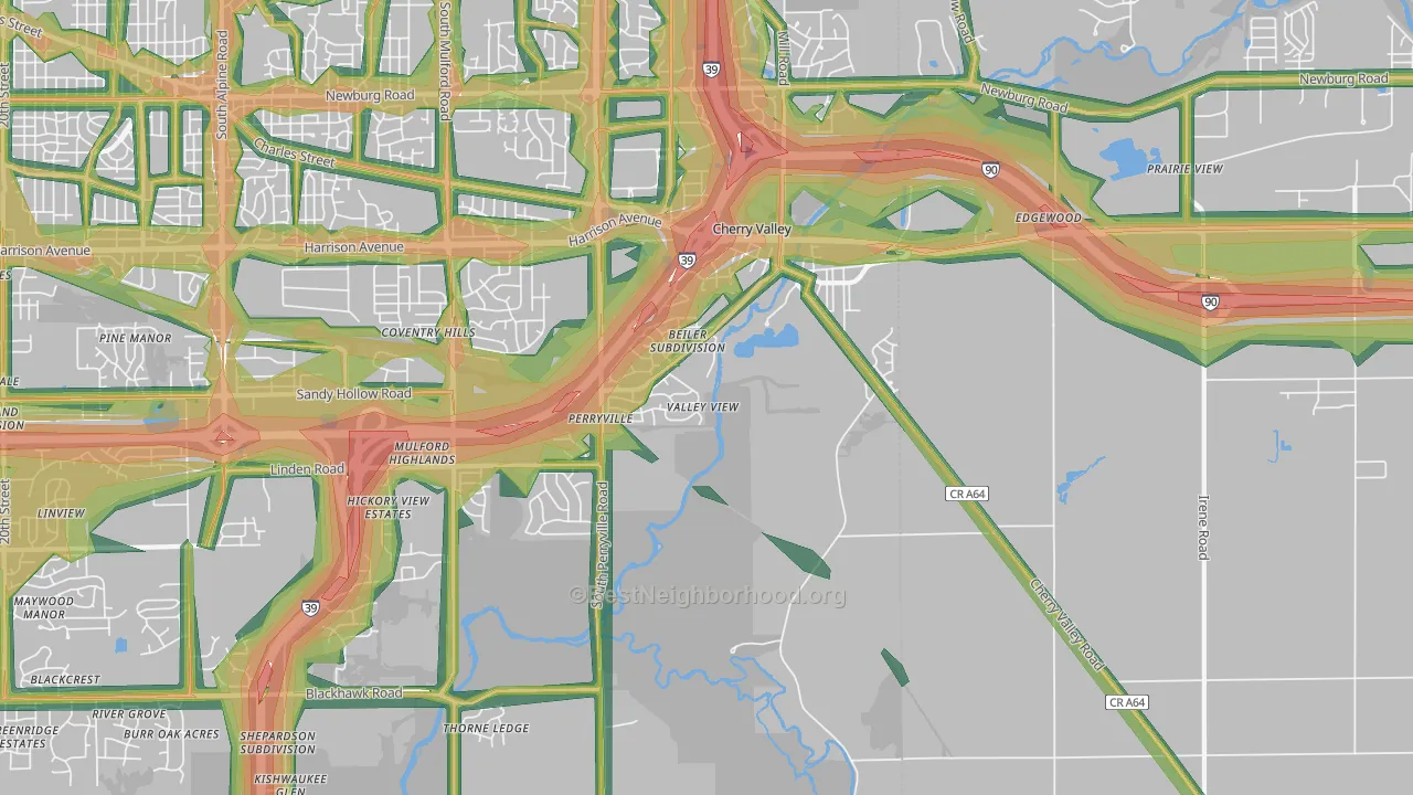 61016, IL Map of Noise Levels in 61016