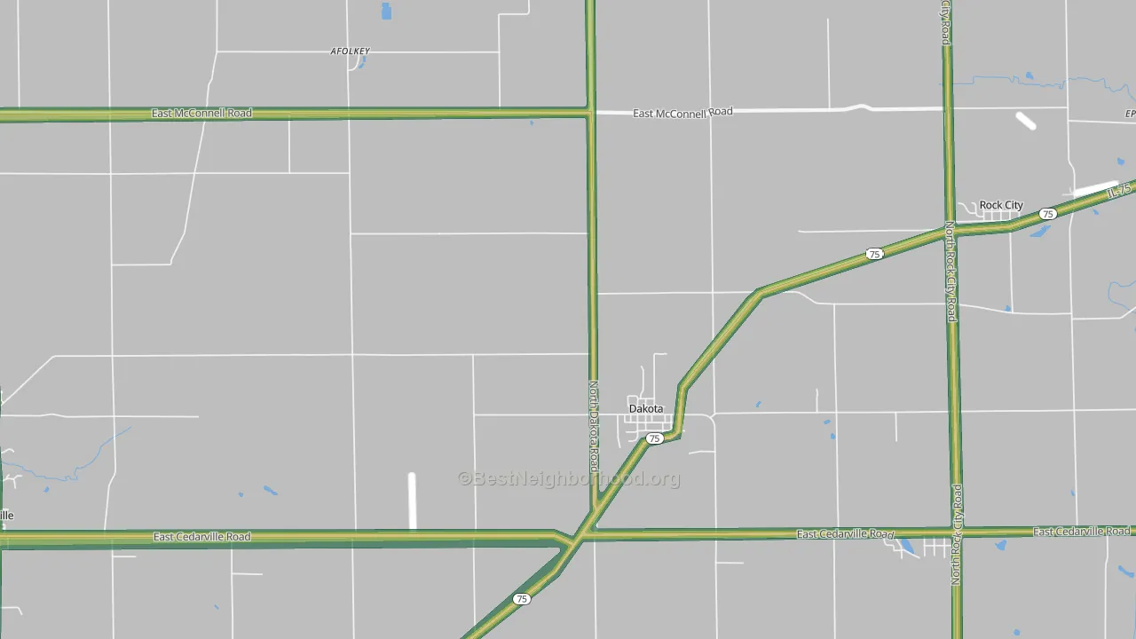 61018, IL Map of Noise Levels in 61018