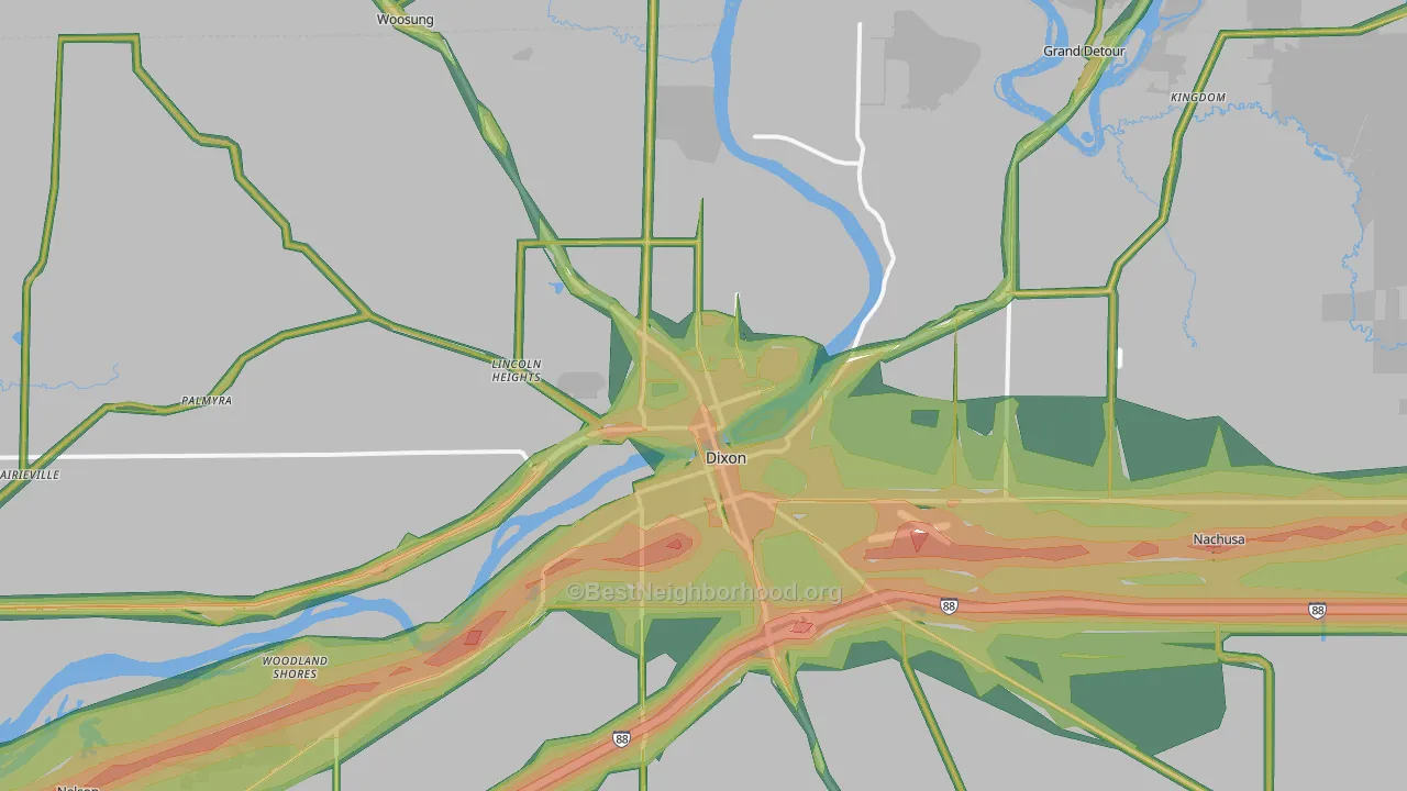 61021, IL Map of Noise Levels in 61021