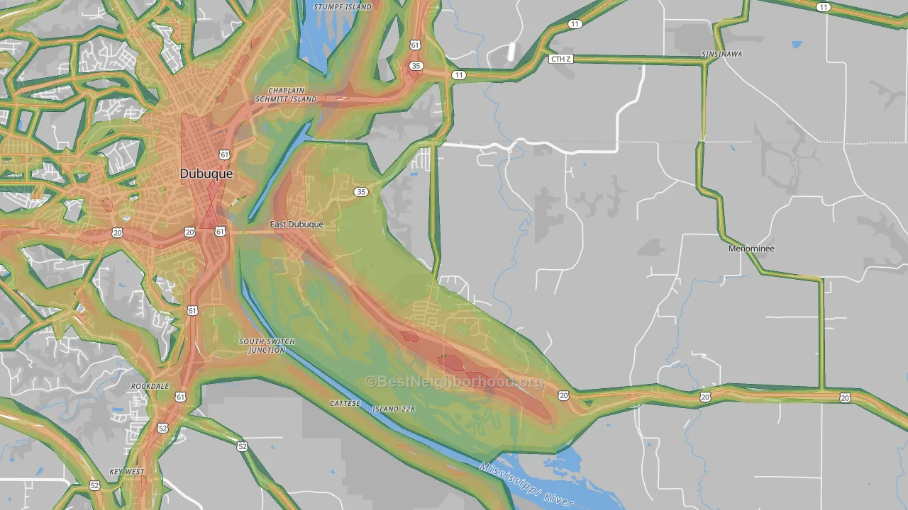 61025, IL Map of Noise Levels in 61025