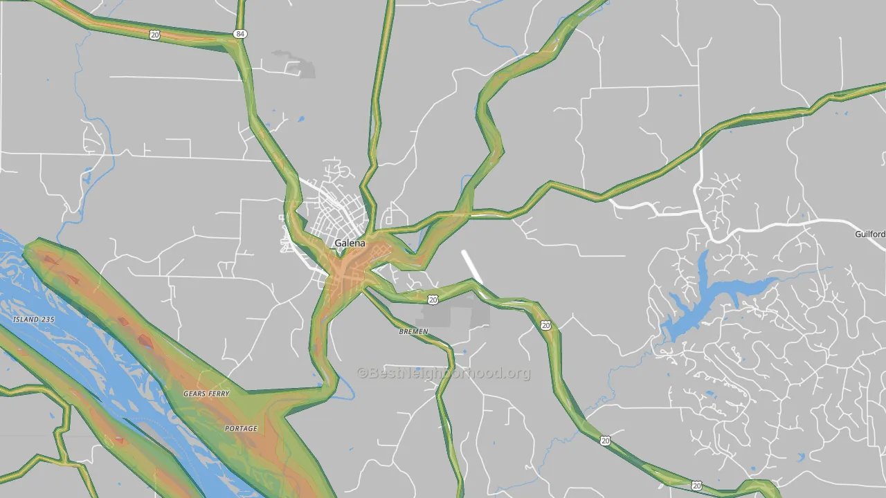 61036, IL Map of Noise Levels in 61036