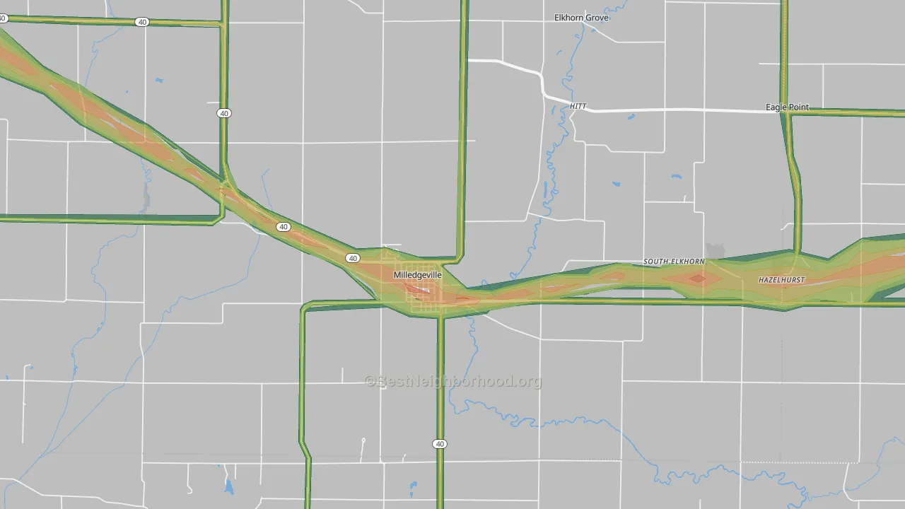 61051, IL Map of Noise Levels in 61051
