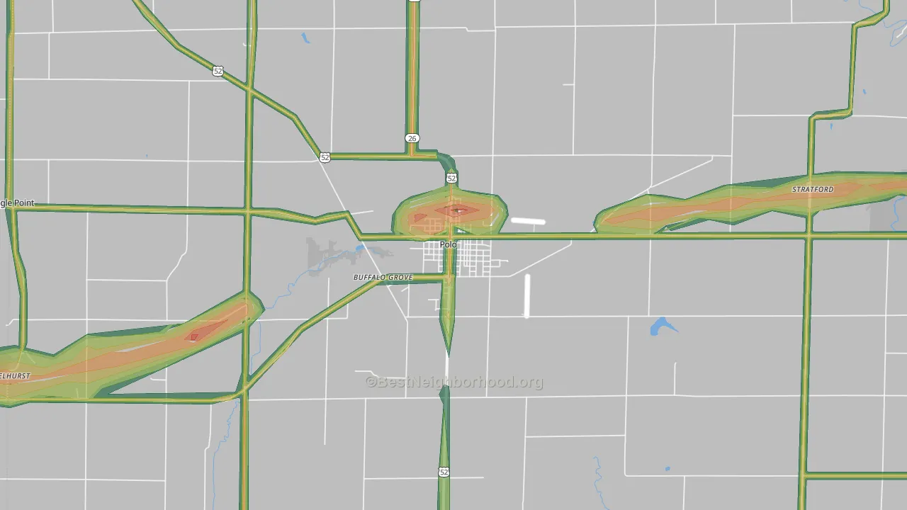 61064, IL Map of Noise Levels in 61064
