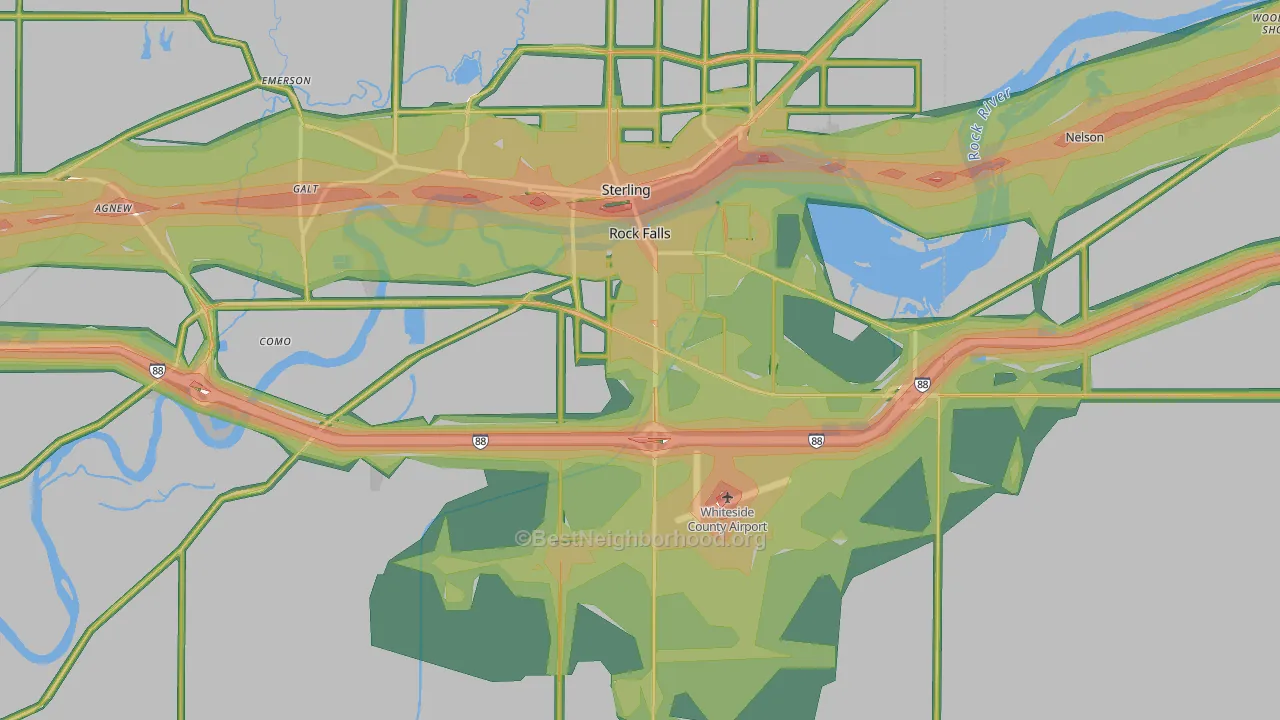 61071, IL Map of Noise Levels in 61071