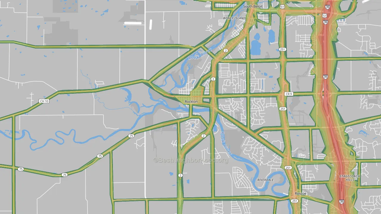 61072, IL Map of Noise Levels in 61072