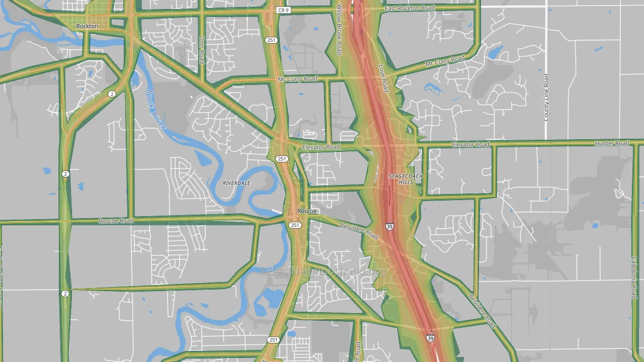 61073, IL Map of Noise Levels in 61073
