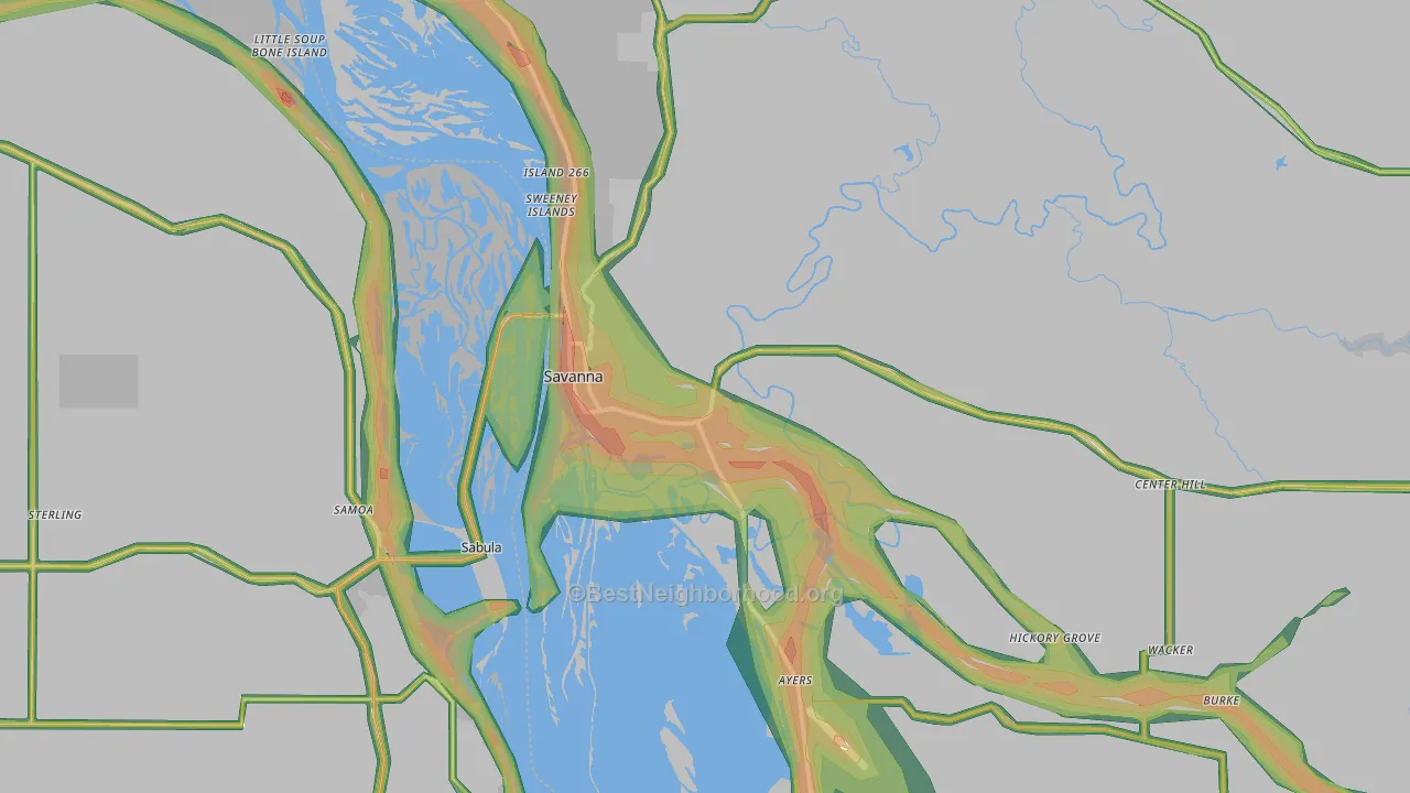 61074, IL Map of Noise Levels in 61074