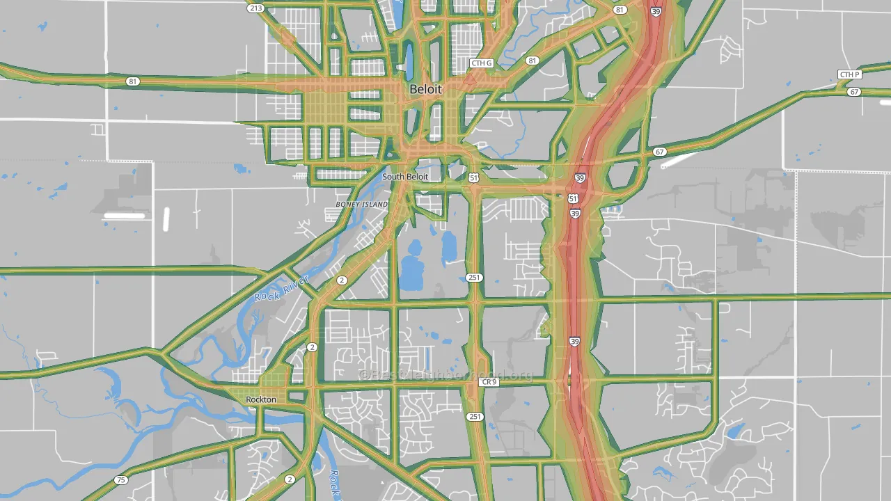 61080, IL Map of Noise Levels in 61080