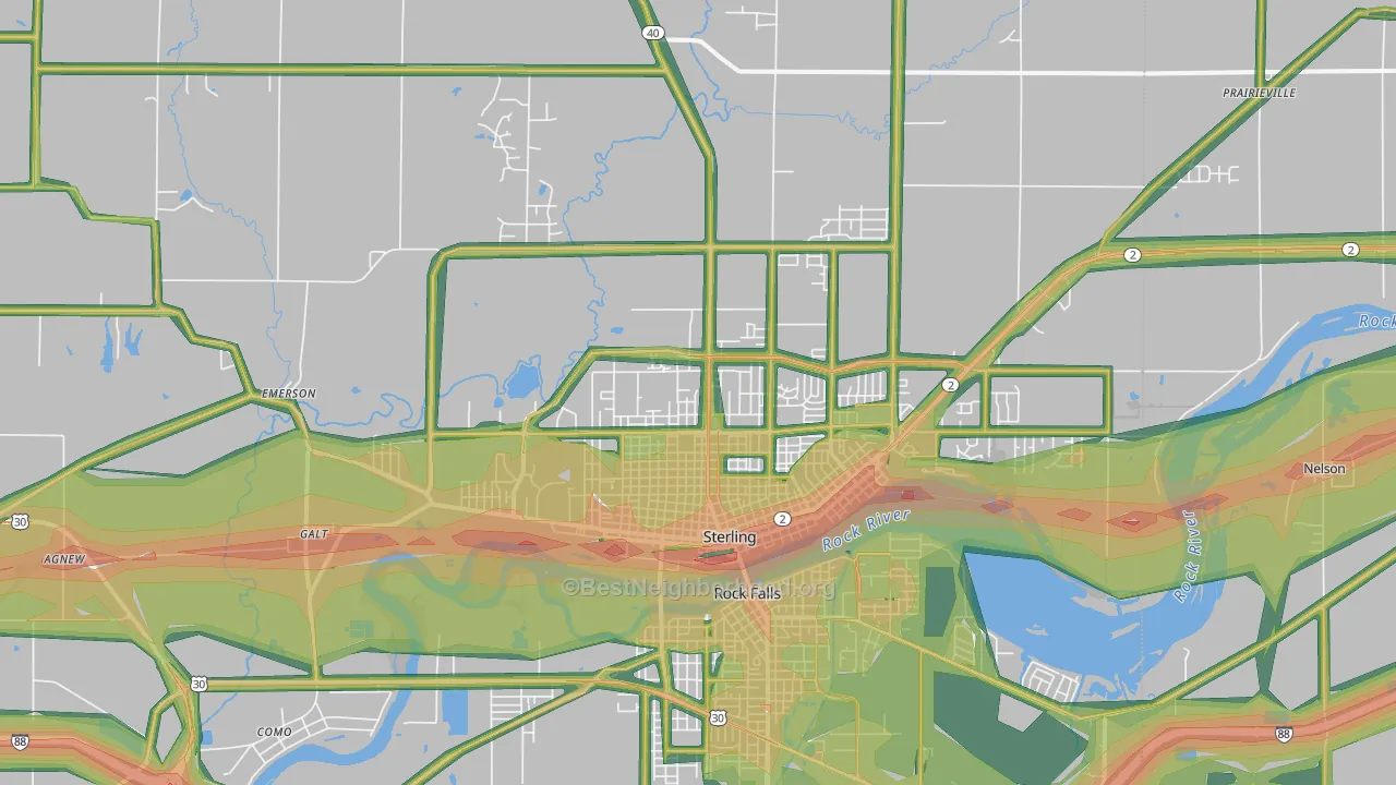 61081, IL Map of Noise Levels in 61081