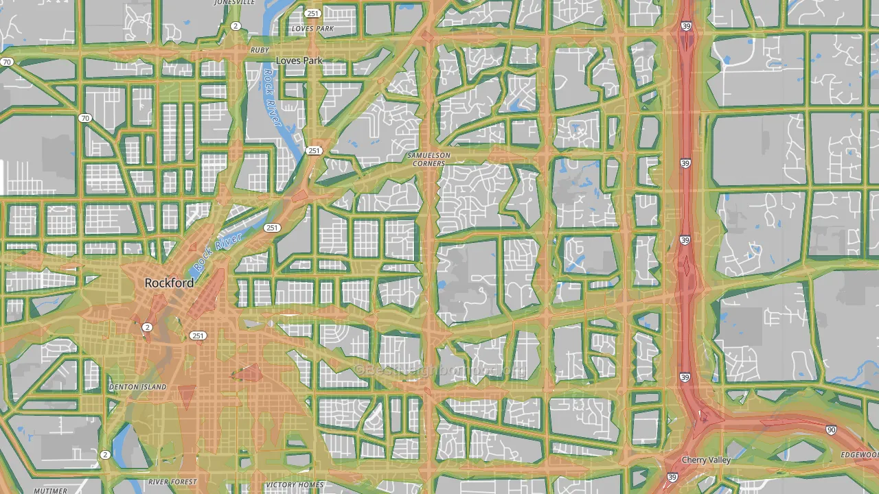 61107, IL Map of Noise Levels in 61107