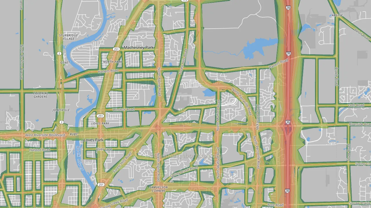 61111, IL Map of Noise Levels in 61111