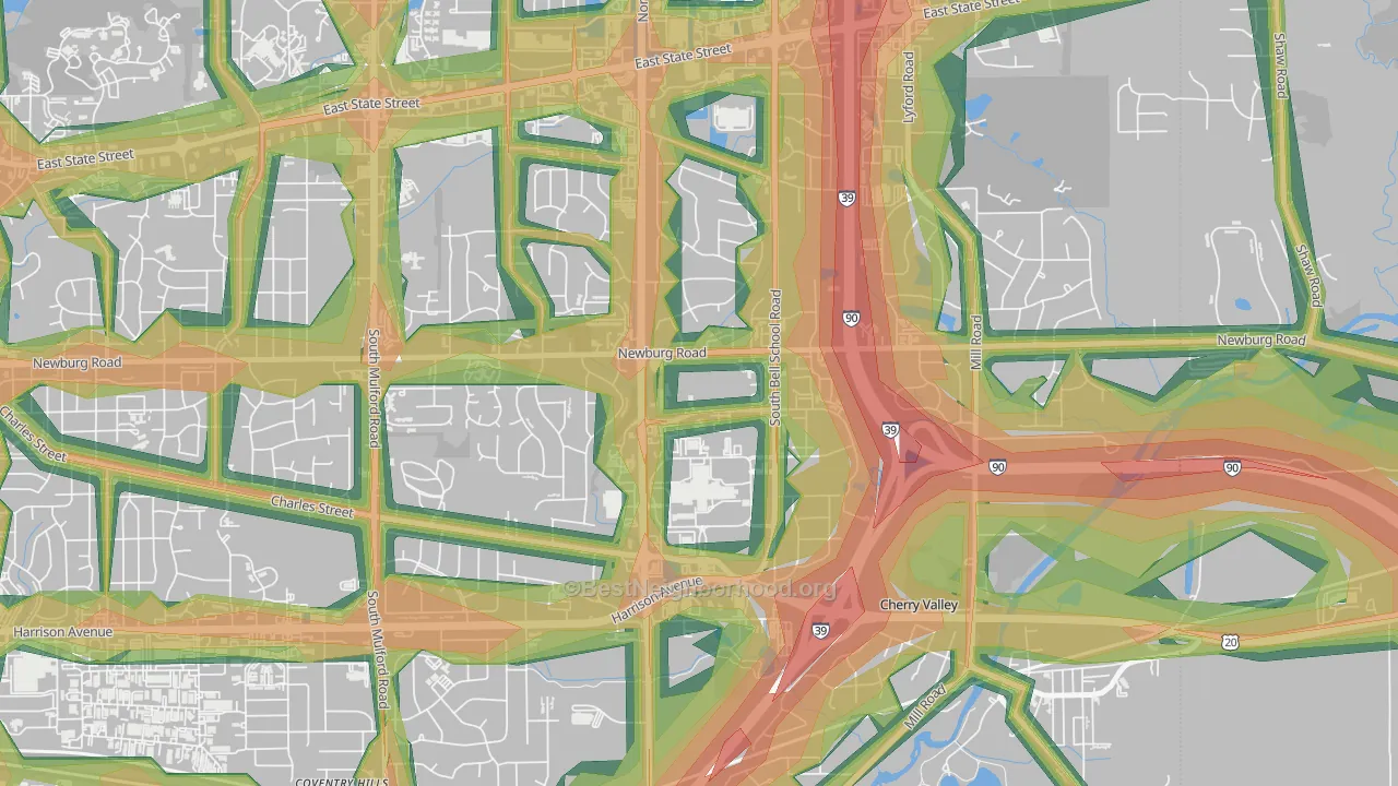 61112, IL Map of Noise Levels in 61112