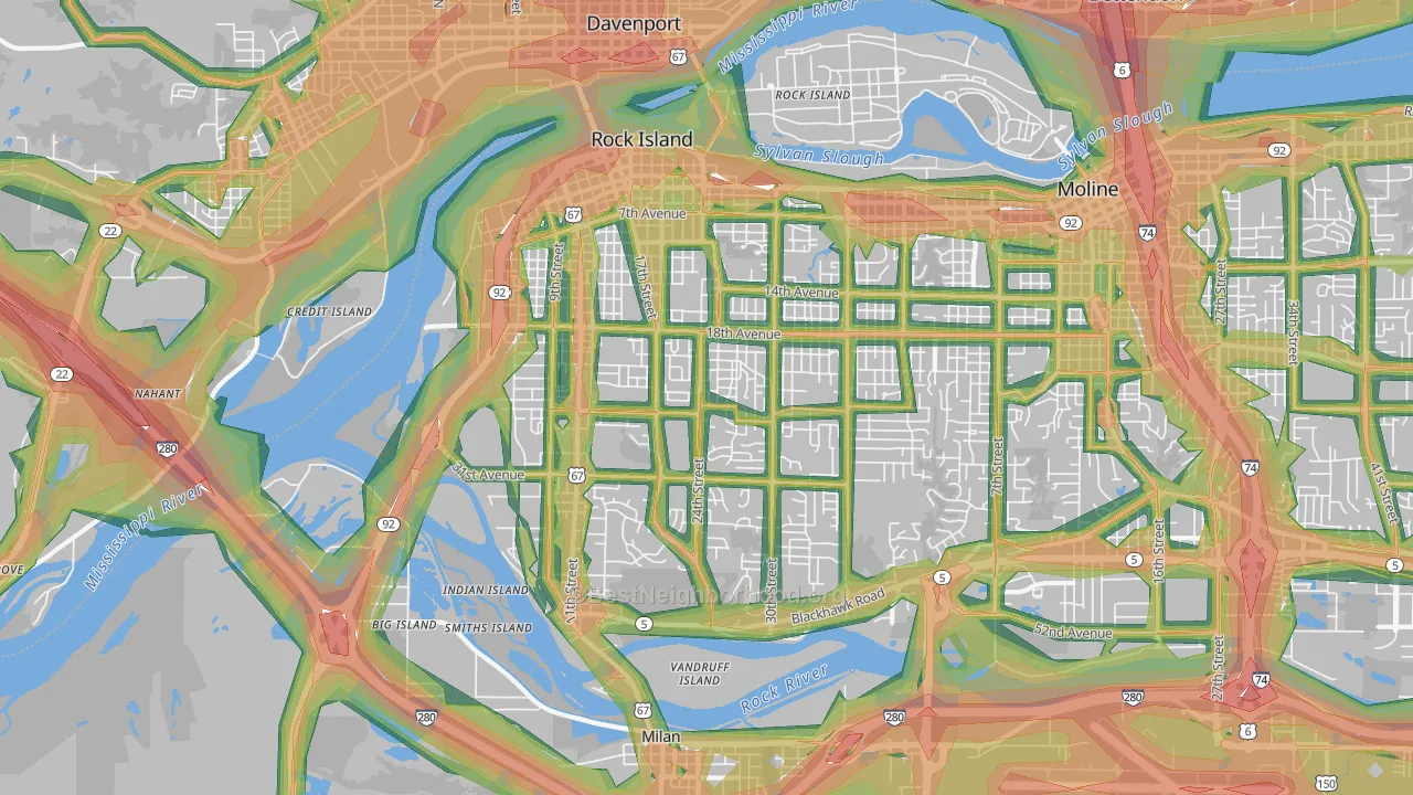 61201, IL Map of Noise Levels in 61201