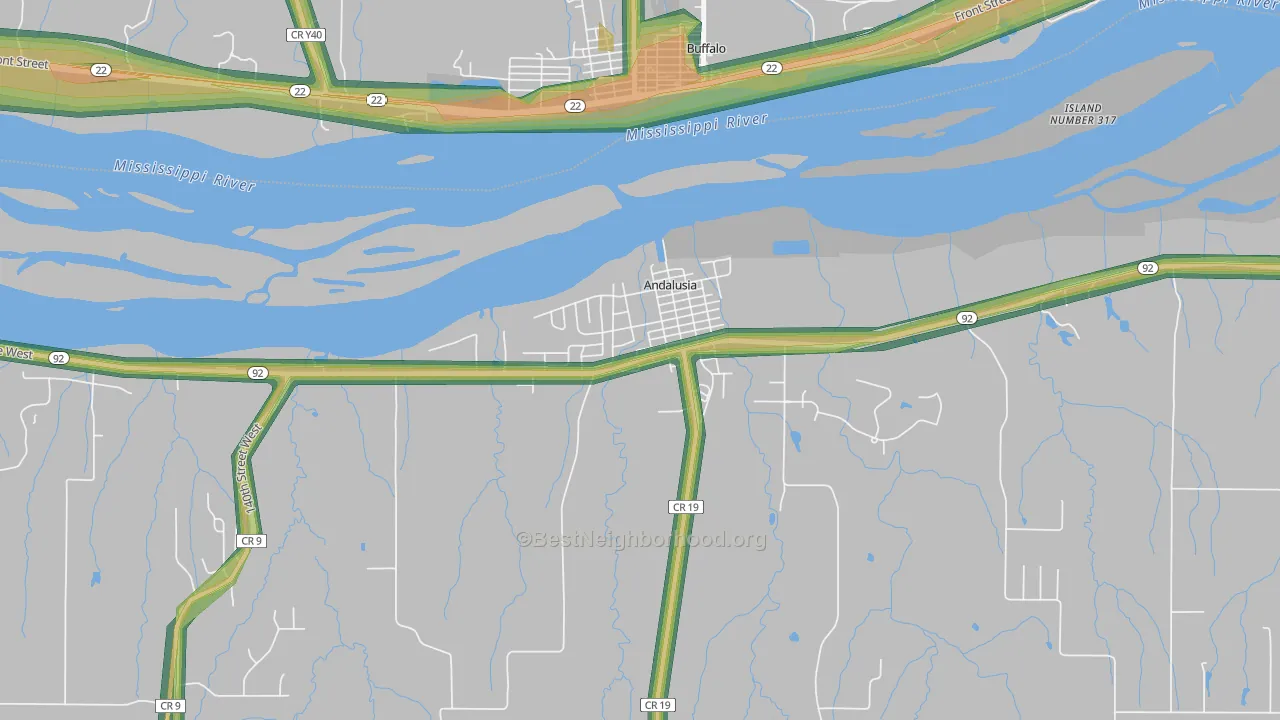 61232, IL Map of Noise Levels in 61232