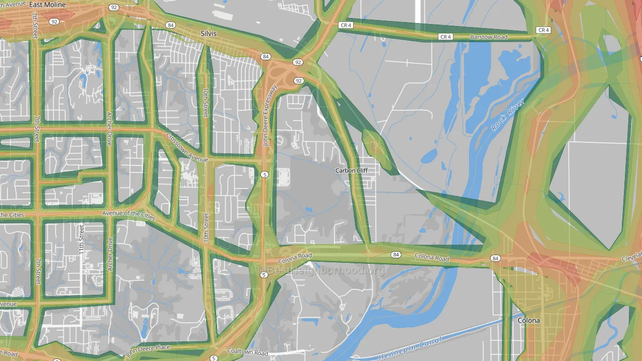 61239, IL Map of Noise Levels in 61239