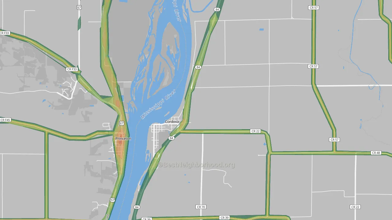 61242, IL Map of Noise Levels in 61242