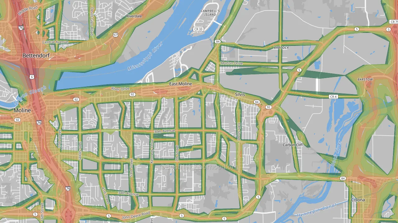 61244, IL Map of Noise Levels in 61244