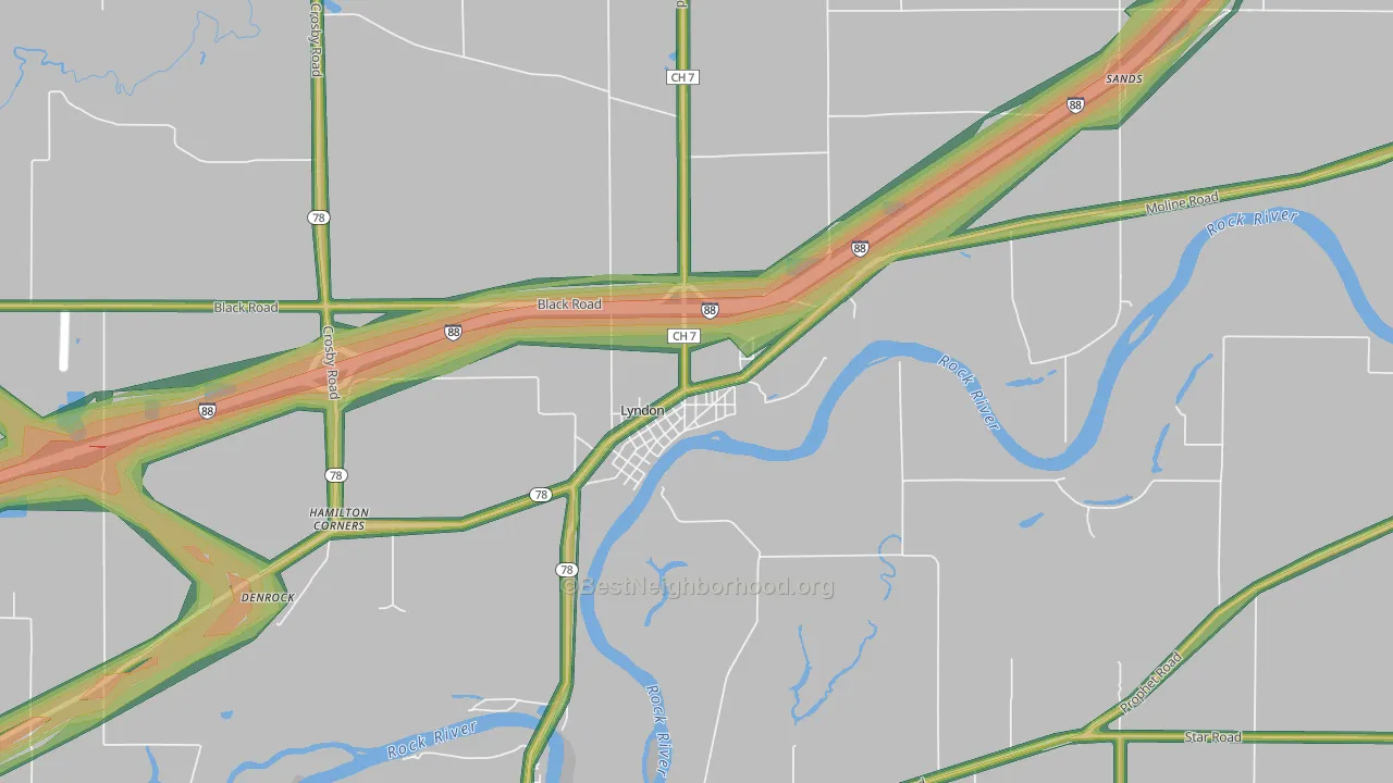 61261, IL Map of Noise Levels in 61261
