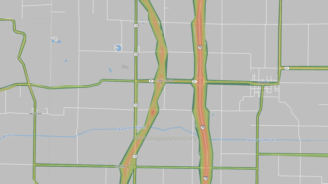 61262, IL Map of Noise Levels in 61262