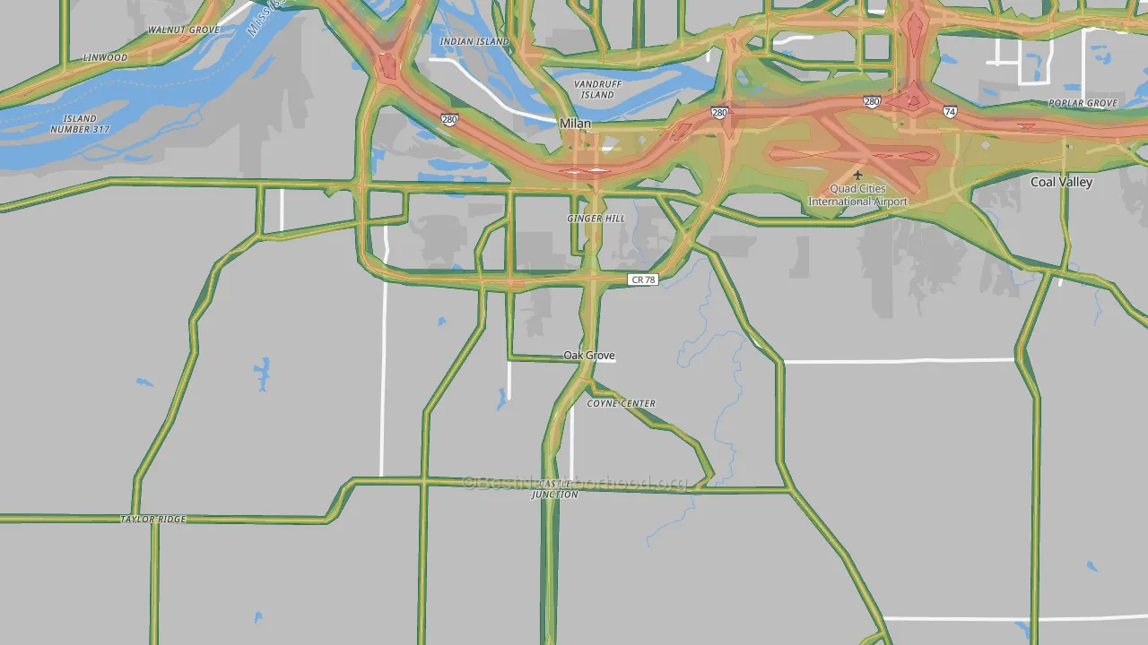 61264, IL Map of Noise Levels in 61264