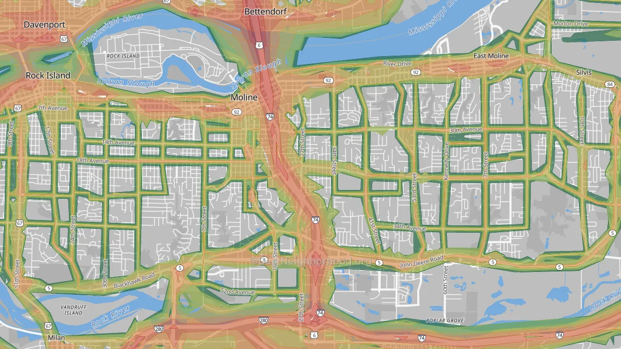 61265, IL Map of Noise Levels in 61265