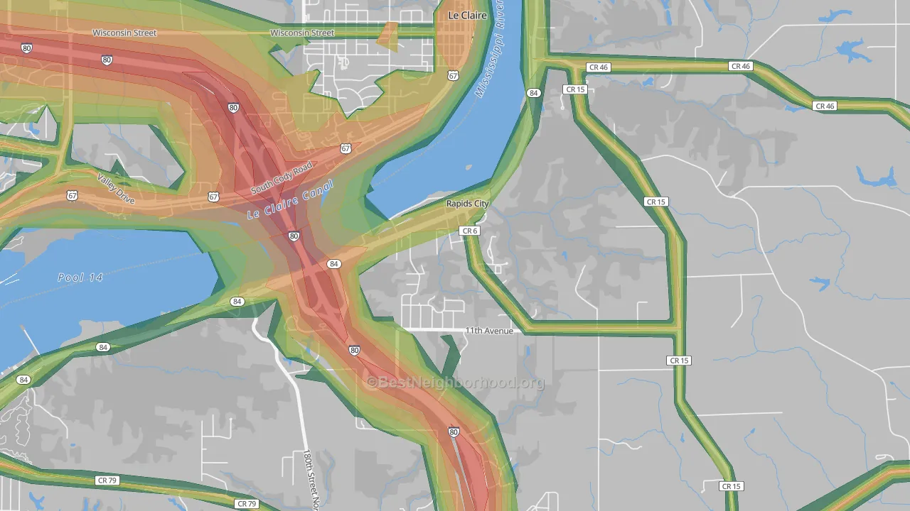 61278, IL Map of Noise Levels in 61278